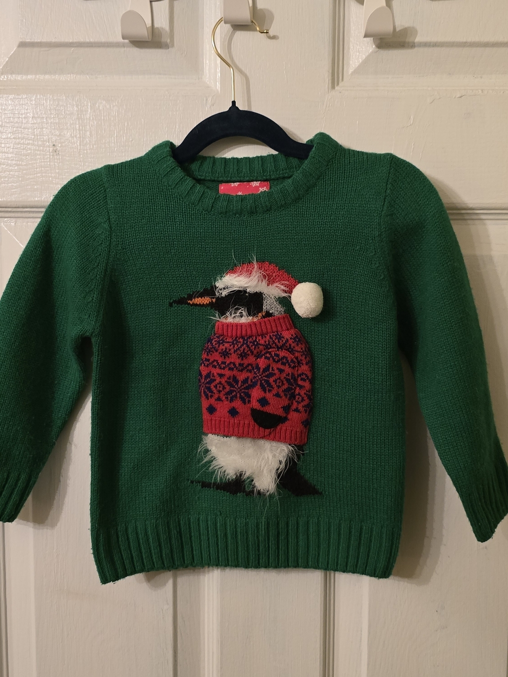 Primark Green Holiday Penguin Crewneck Sweater with Red Accent